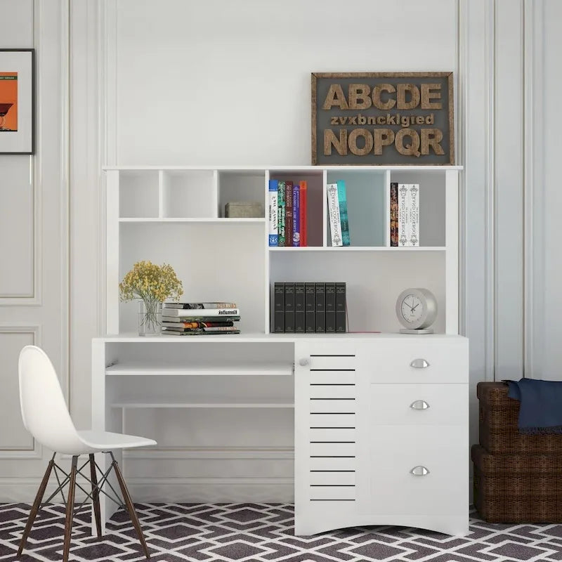 Escritorio para computadora con estante superior para oficina en casa