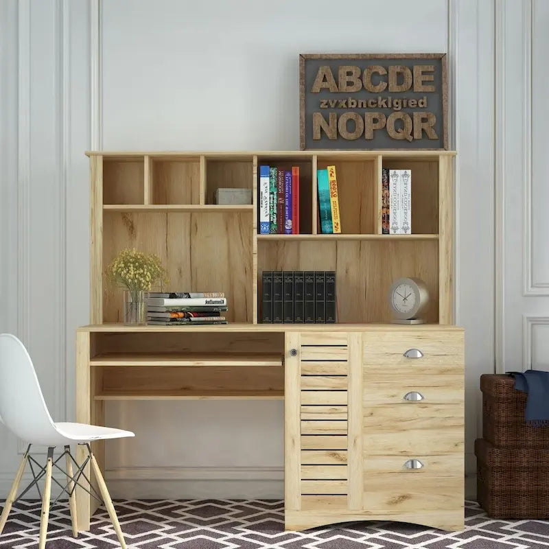 Escritorio para computadora con estante superior para oficina en casa
