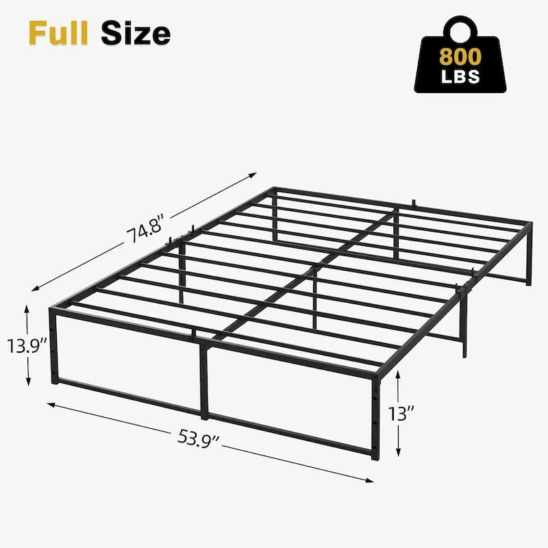 Bettgestell aus Metall, 14 inch, mit 3-in-1-Stahlstütze