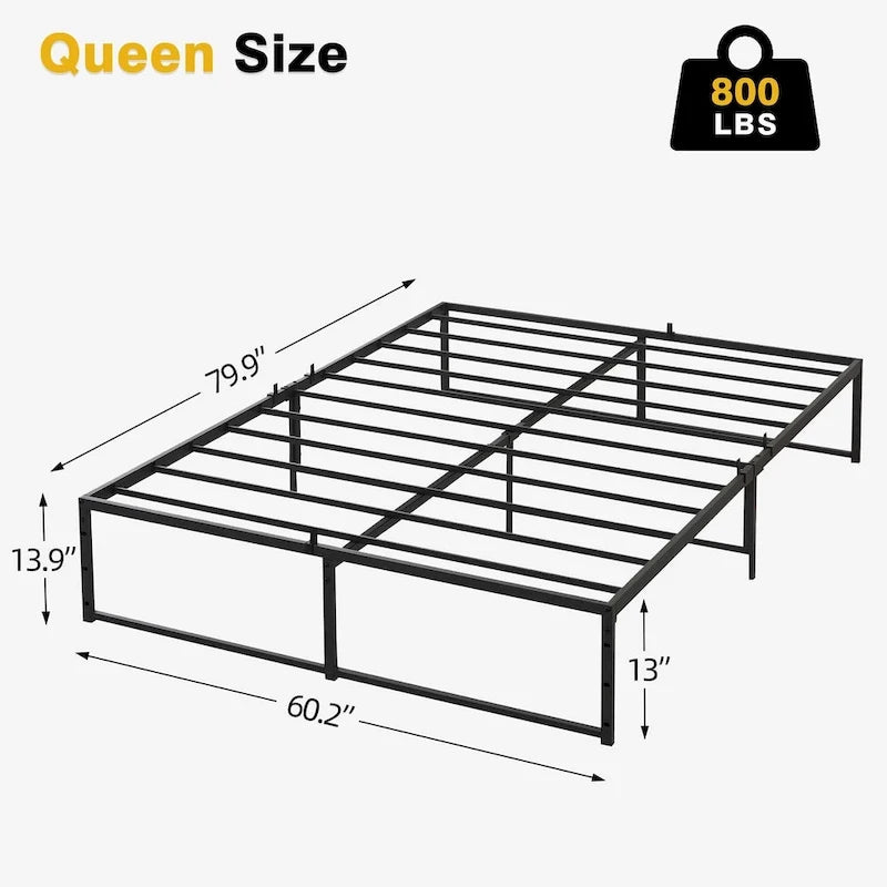 Bettgestell aus Metall, 14 inch, mit 3-in-1-Stahlstütze