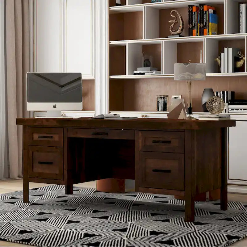 Chefschreibtisch, 71 inch, keine Montage erforderlich, Whisky-Finish