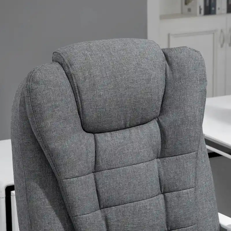 Ergonomischer Chefsessel mit hoher Rückenlehne: Fußstütze, Leinenstoff, gepolsterte Armlehnen
