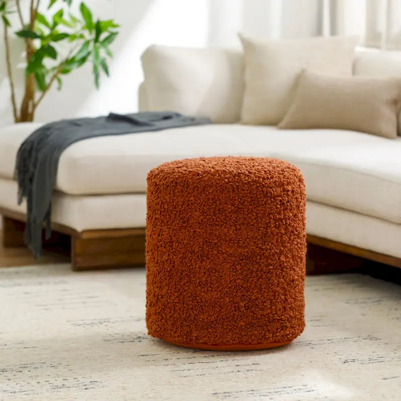 Flauschiger Pouf mit Schlingenflor, 18 inch hoch, aus Polyester