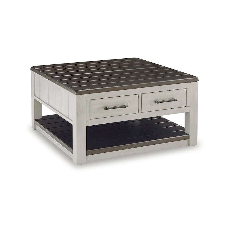 Couchtisch in Graubraun mit aufklappbarer Tischplatte - 35.5" W x 35.5" D x 19.38" H