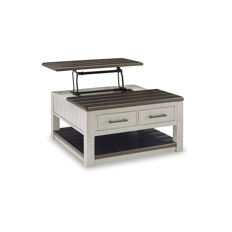 Couchtisch in Graubraun mit aufklappbarer Tischplatte - 35.5" W x 35.5" D x 19.38" H