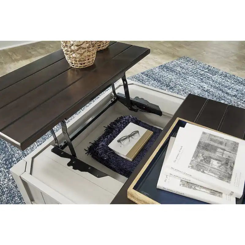Couchtisch in Graubraun mit aufklappbarer Tischplatte - 35.5" W x 35.5" D x 19.38" H