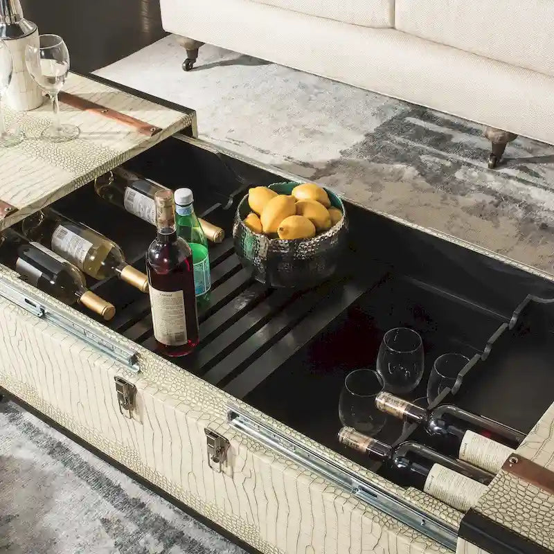 Couchtisch mit Stauraum und Weinregal – 47.2" W x 23.6" L x 15.4" H – 47" W x 24" D x 15" H