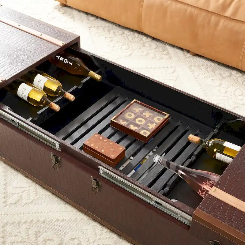 Couchtisch mit Stauraum und Weinregal – 47.2" W x 23.6" L x 15.4" H – 47" W x 24" D x 15" H