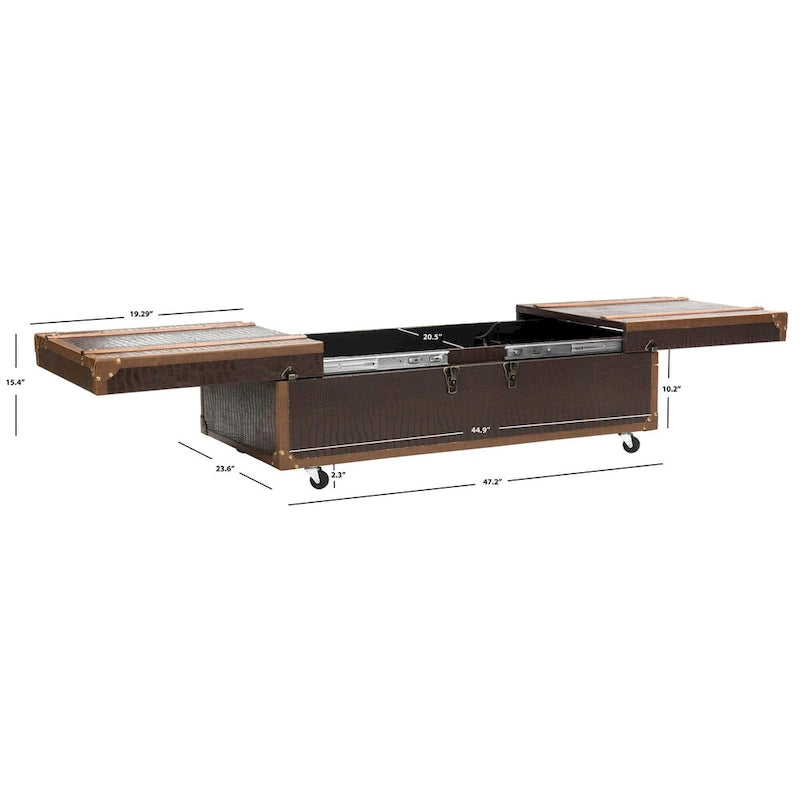 Couchtisch mit Stauraum und Weinregal – 47.2" W x 23.6" L x 15.4" H – 47" W x 24" D x 15" H