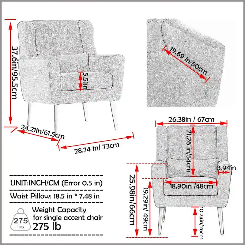 Moderner Akzentsessel, bequemer Lesesessel und Lounge-Sessel mit Armlehnen