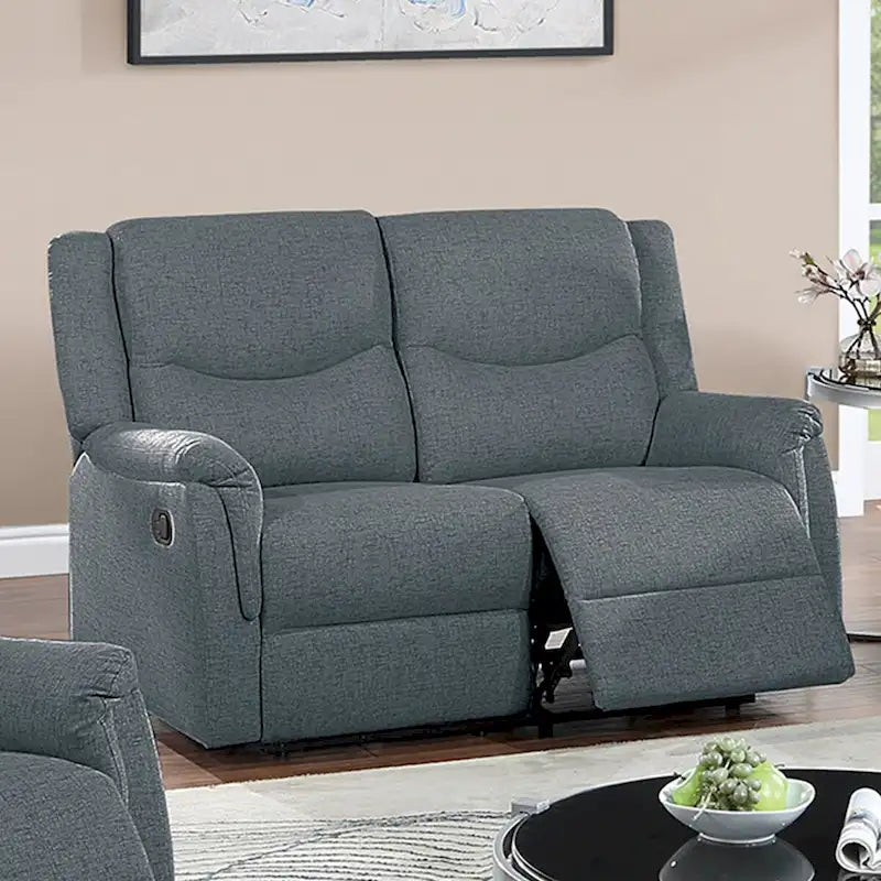 Manuell verstellbares Relaxsofa für zwei Personen mit Polsterung aus sackleinenähnlichem Stoff