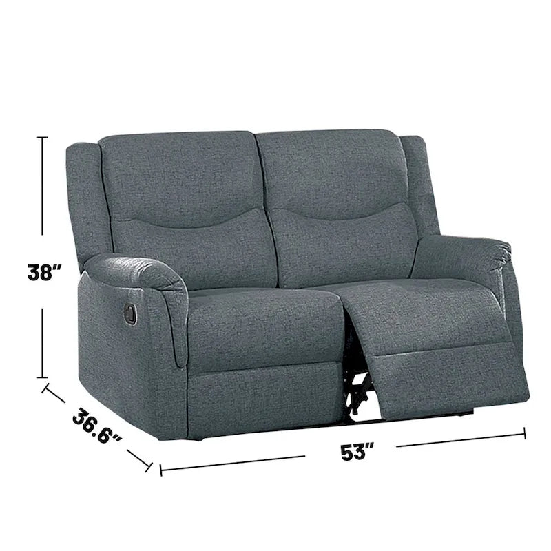 Manuell verstellbares Relaxsofa für zwei Personen mit Polsterung aus sackleinenähnlichem Stoff