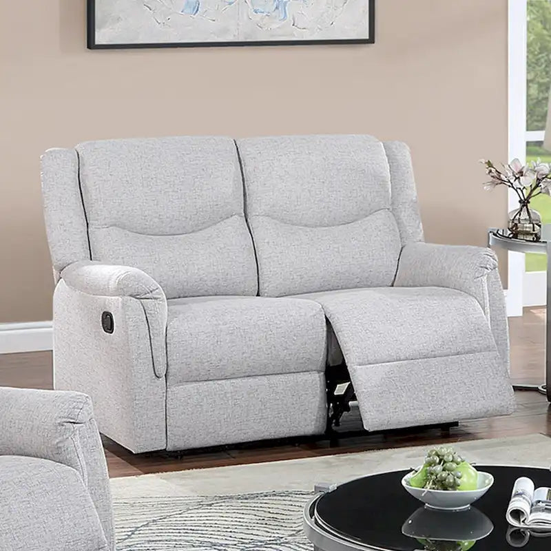 Manuell verstellbares Relaxsofa für zwei Personen mit Polsterung aus sackleinenähnlichem Stoff