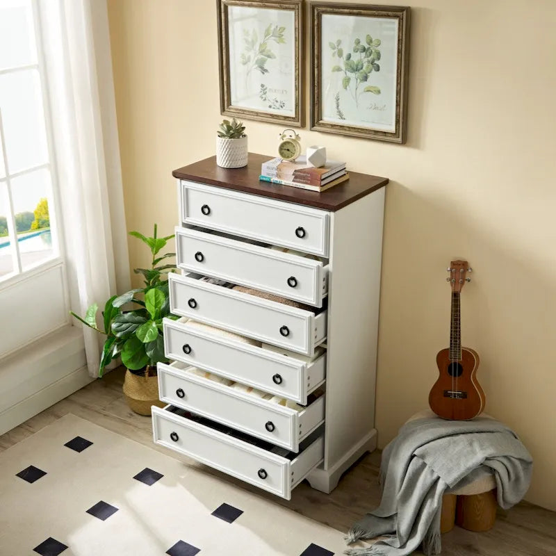 Moderne Kommode mit 6 Schubladen, Schlafzimmerkommode, hoher Schubladenschrank und Kleiderschrank-Organizer mit Stauraum
