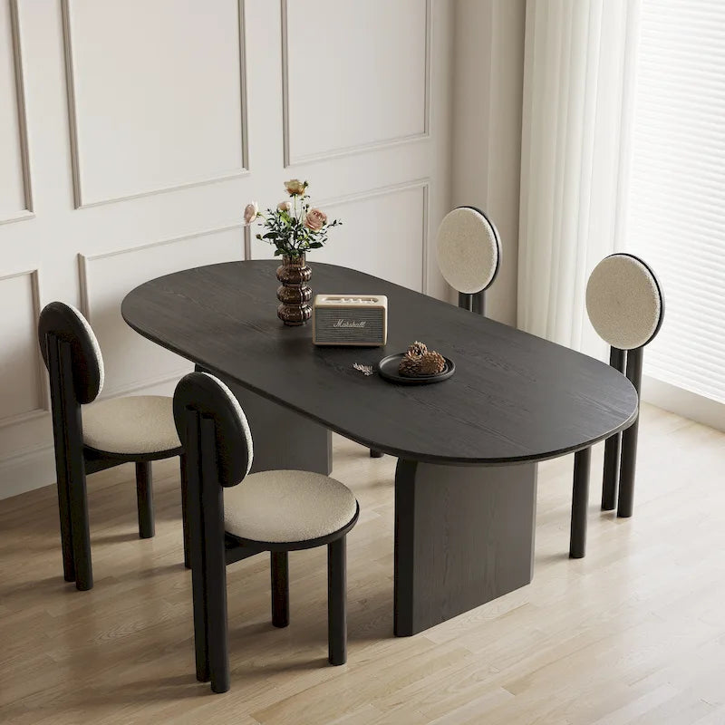 71 Moderner ovaler Esstisch, Küchentisch aus Massivholz für 6 Personen - 70.8 X 35.4