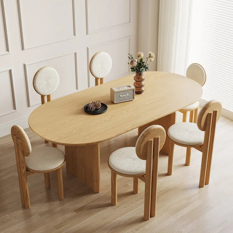 71 Moderner ovaler Esstisch, Küchentisch aus Massivholz für 6 Personen - 70.8 X 35.4