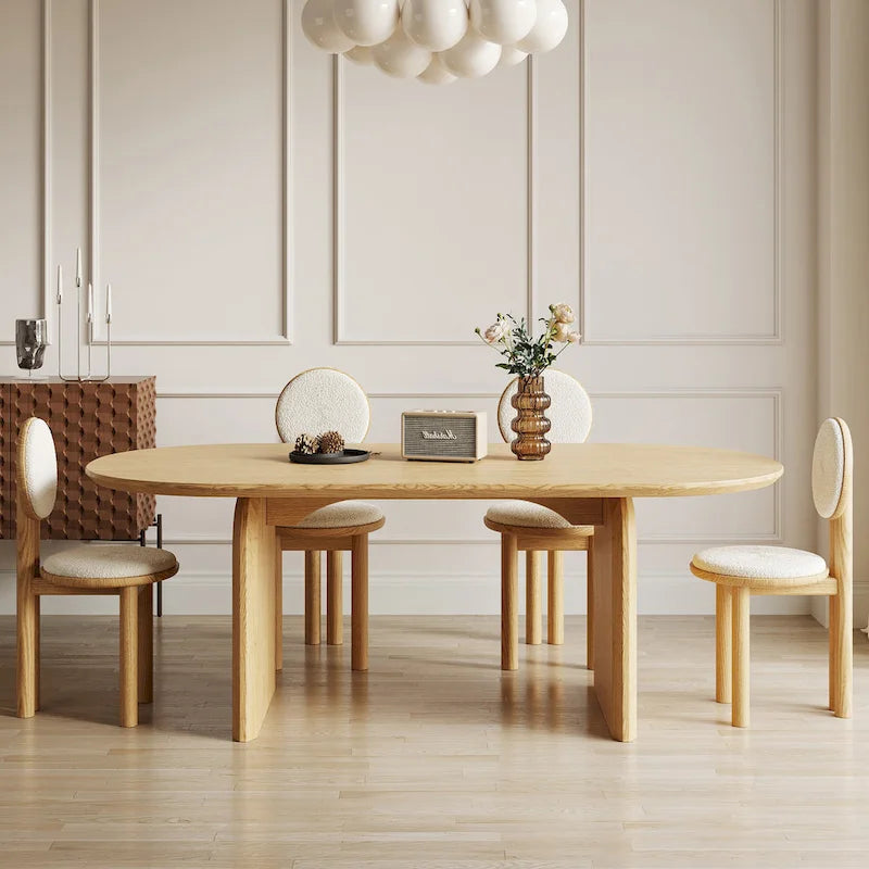 71 Moderner ovaler Esstisch, Küchentisch aus Massivholz für 6 Personen - 70.8 X 35.4