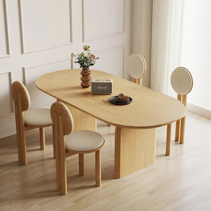 71 Moderner ovaler Esstisch, Küchentisch aus Massivholz für 6 Personen - 70.8 X 35.4