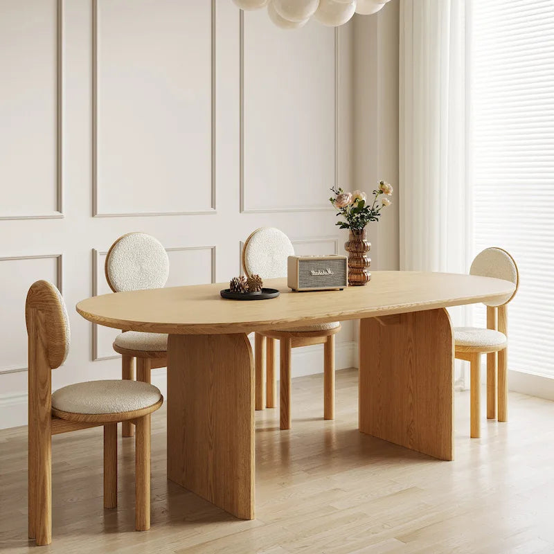 71 Moderner ovaler Esstisch, Küchentisch aus Massivholz für 6 Personen - 70.8 X 35.4
