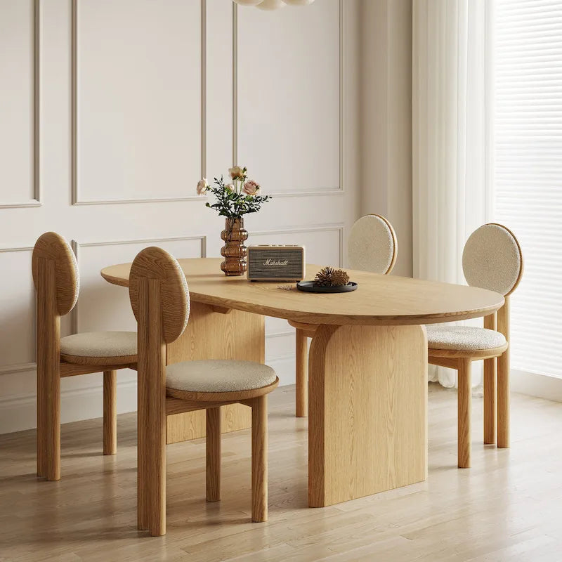 71 Moderner ovaler Esstisch, Küchentisch aus Massivholz für 6 Personen - 70.8 X 35.4