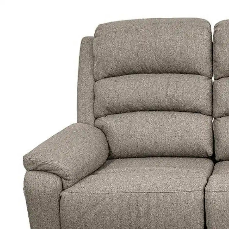 74-Zoll-Schlafsofa mit manuell verstellbarer Relaxfunktion, 3-Sitzer, Polsterung aus braunem Sackleinen, Holz