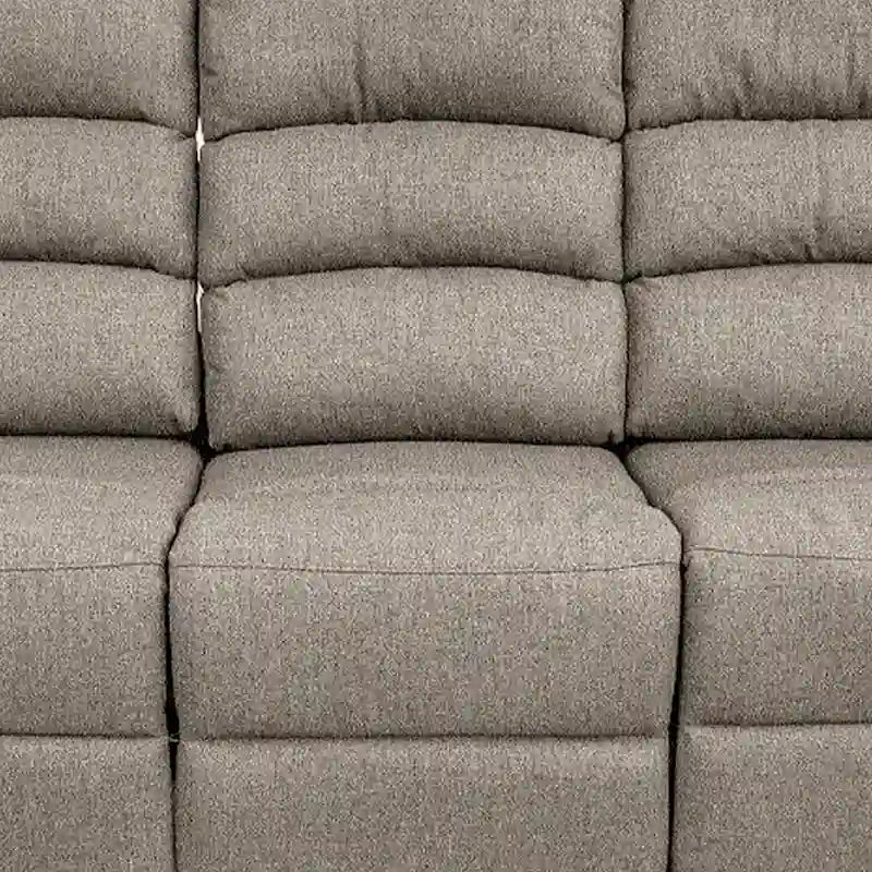 74-Zoll-Schlafsofa mit manuell verstellbarer Relaxfunktion, 3-Sitzer, Polsterung aus braunem Sackleinen, Holz
