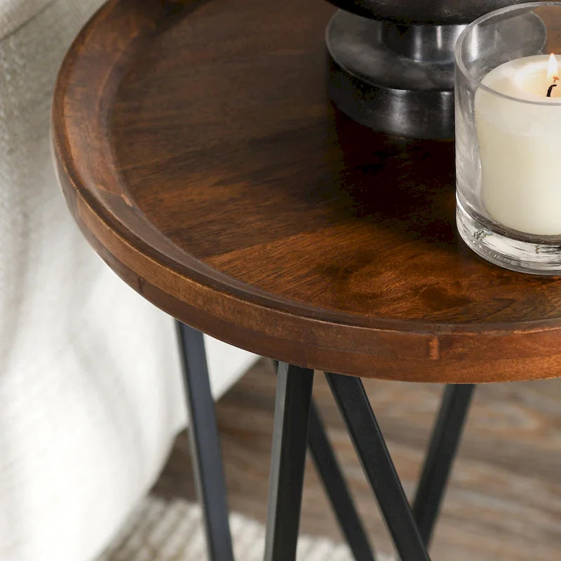 Table d’appoint en bois de manguier brun moyen