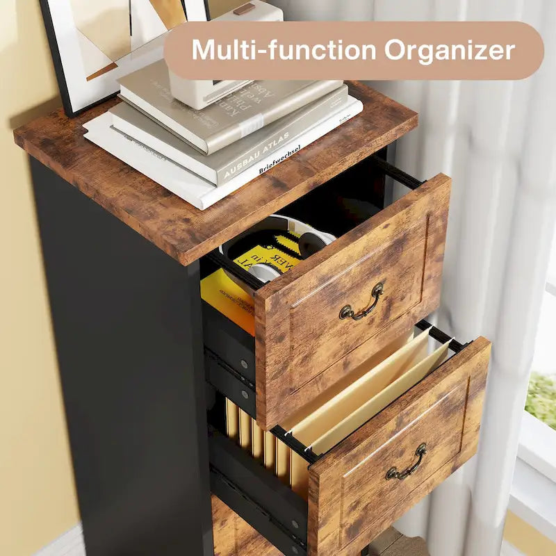 Aktenschrank mit 4 Schubladen fürs Homeoffice, vertikaler Holz-Aktenschrank für A4-/Letter-Format
