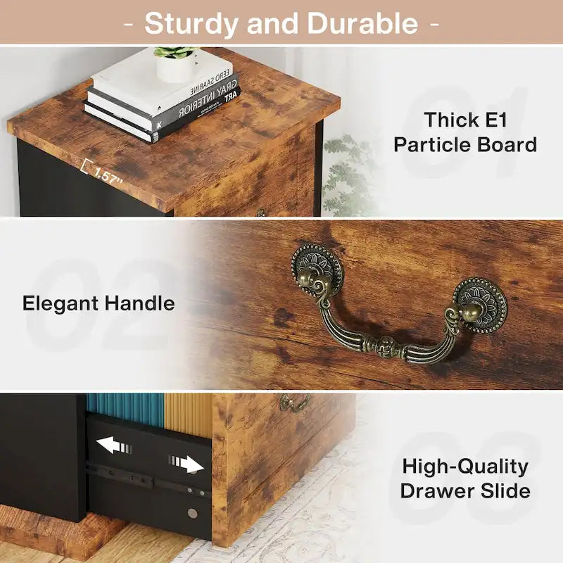 Aktenschrank mit 4 Schubladen fürs Homeoffice, vertikaler Holz-Aktenschrank für A4-/Letter-Format