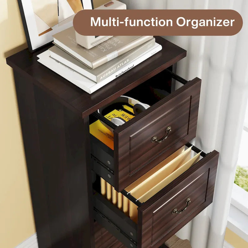 Aktenschrank mit 4 Schubladen fürs Homeoffice, vertikaler Holz-Aktenschrank für A4-/Letter-Format