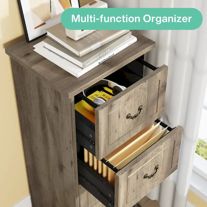 Aktenschrank mit 4 Schubladen fürs Homeoffice, vertikaler Holz-Aktenschrank für A4-/Letter-Format