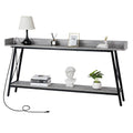 Konsolentisch, 70.9 inch, mit 2 Steckdosen und USB-Anschlüssen, Couchtisch im rustikalen Industrial-Stil fürs Wohnzimmer